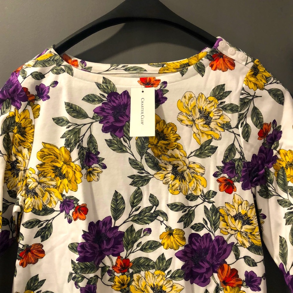 Charter Club 3/4 Pima Boat Blouse